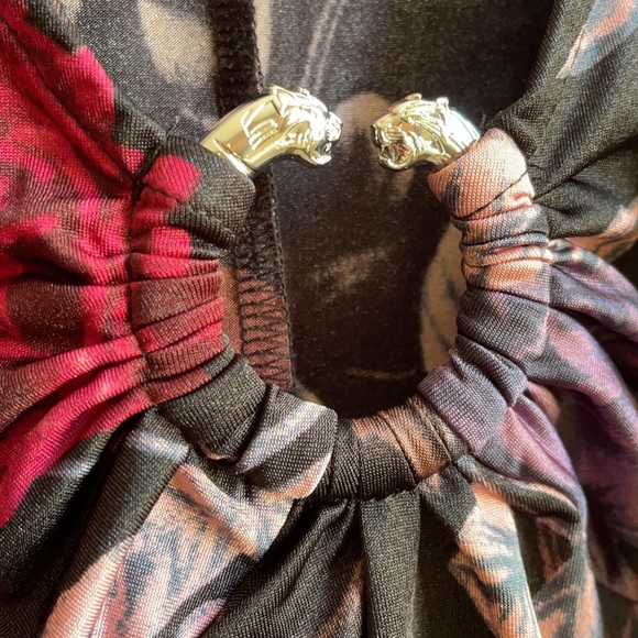 NWT (M) kimono bodysuit with Tiger silver horse shoe ruchedbust fitted Dawn rose - Picture 3 of 12